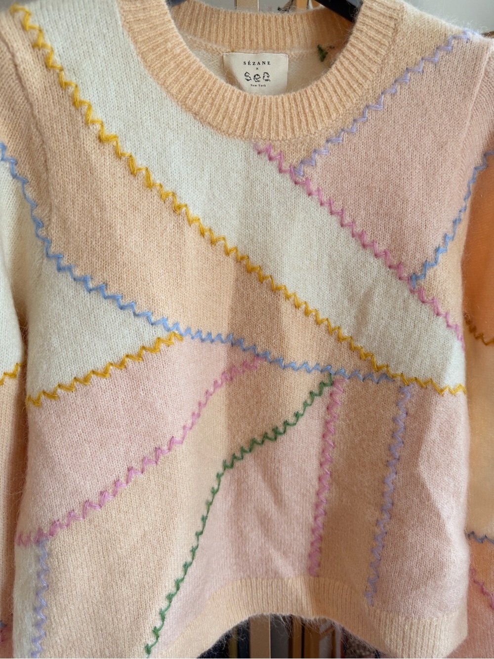 NWT Sézane x Sea New York Ameline Pastel Rose Mohair Wool Sweater Size - Picture 3 of 10